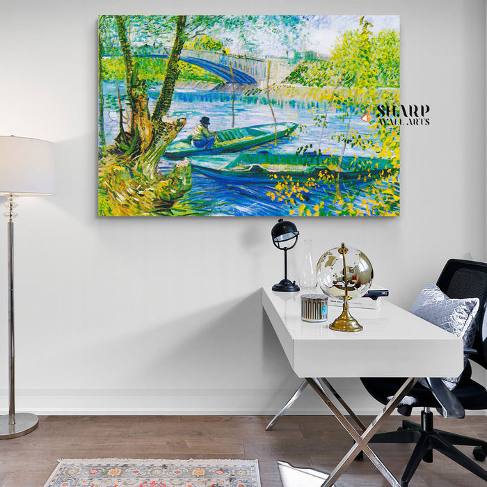 Vincent van Gogh Fishing In Spring Canvas Wall Art