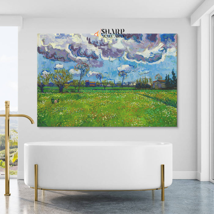 Vincent van Gogh Landscape Under a Stormy Sky Canvas Wall Art