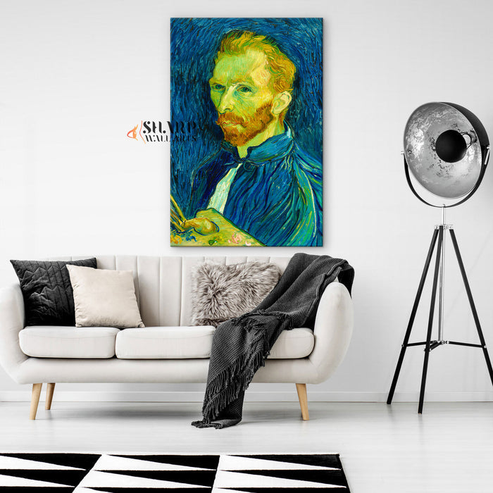 Vincent van Gogh Self-Portrait On Blue Canvas Wall Art