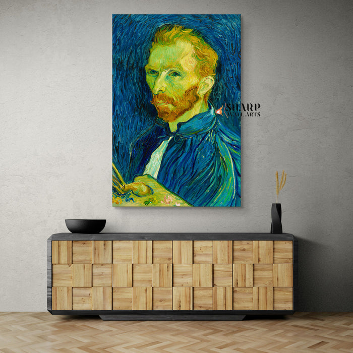 Vincent van Gogh Self-Portrait On Blue Canvas Wall Art