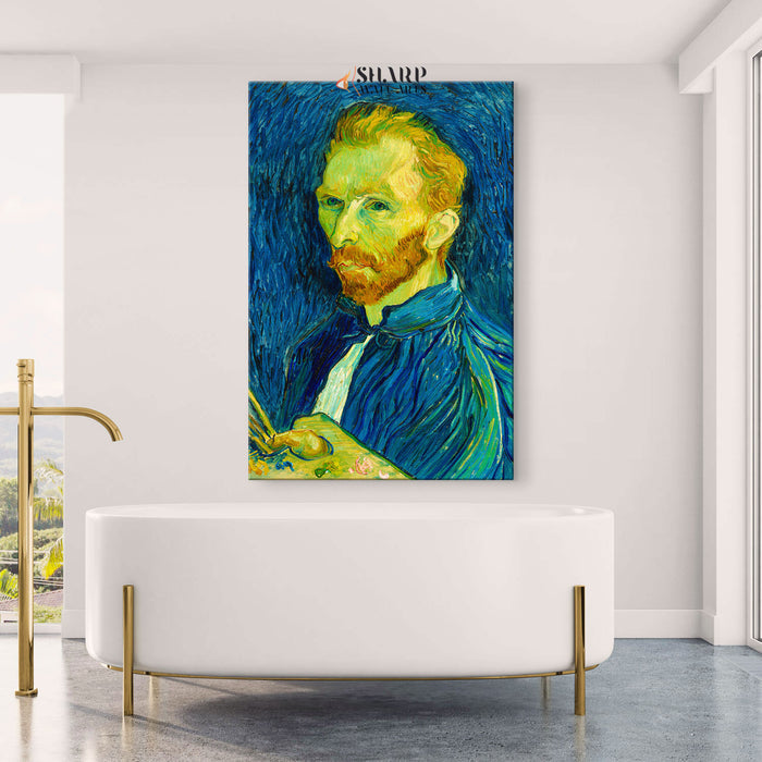 Vincent van Gogh Self-Portrait On Blue Canvas Wall Art