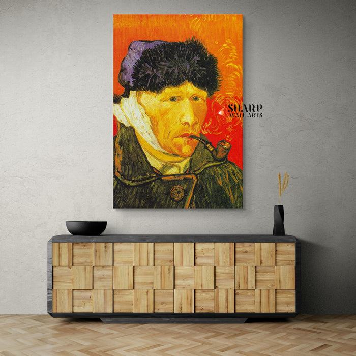 Vincent van Gogh Self-Portrait With Bandaged Ear And Pipe Canvas Wall Art
