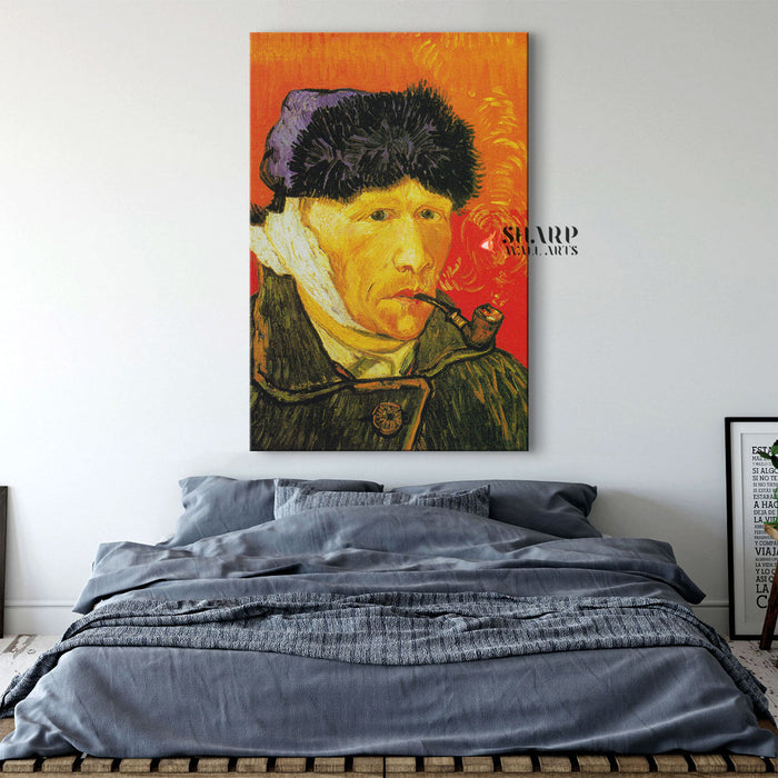 Vincent van Gogh Self-Portrait With Bandaged Ear And Pipe Canvas Wall Art