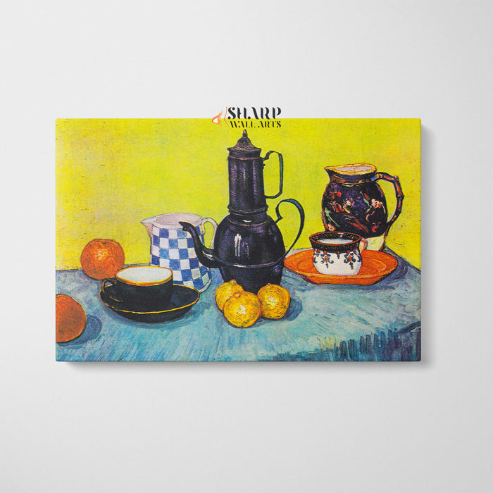 Vincent van Gogh Still Life With Blue Enamel Coffeepot Canvas Wall Art