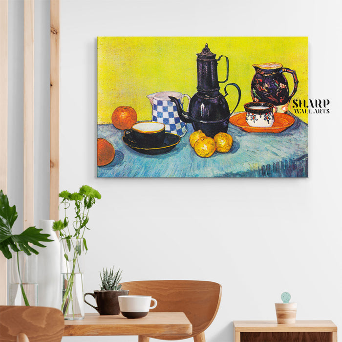 Vincent van Gogh Still Life With Blue Enamel Coffeepot Canvas Wall Art