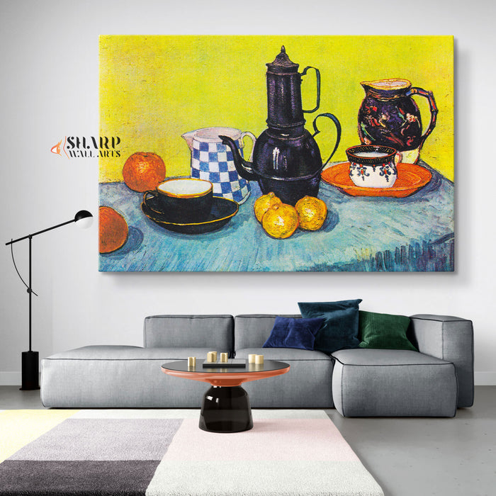 Vincent van Gogh Still Life With Blue Enamel Coffeepot Canvas Wall Art