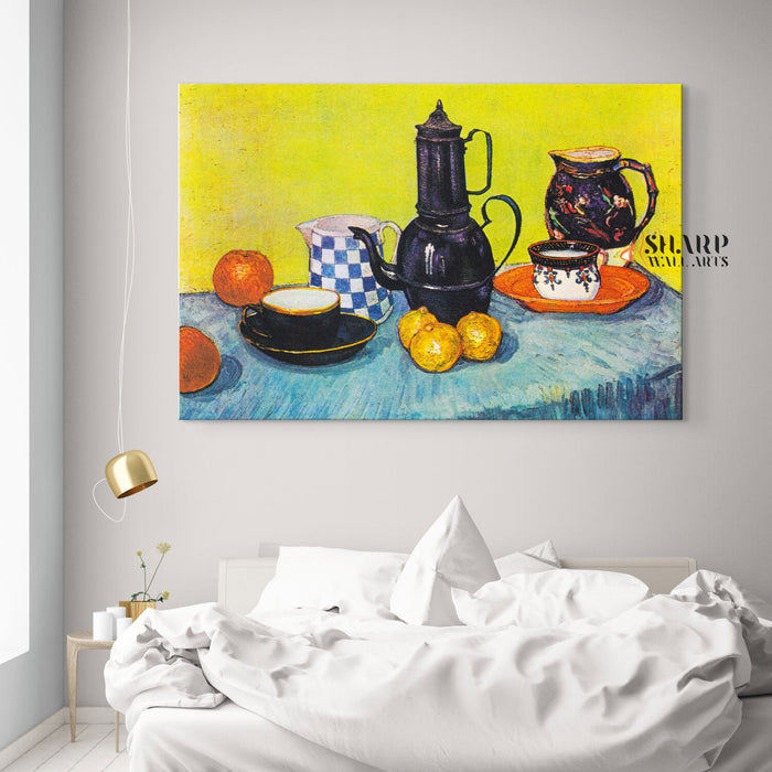 Vincent van Gogh Still Life With Blue Enamel Coffeepot Canvas Wall Art
