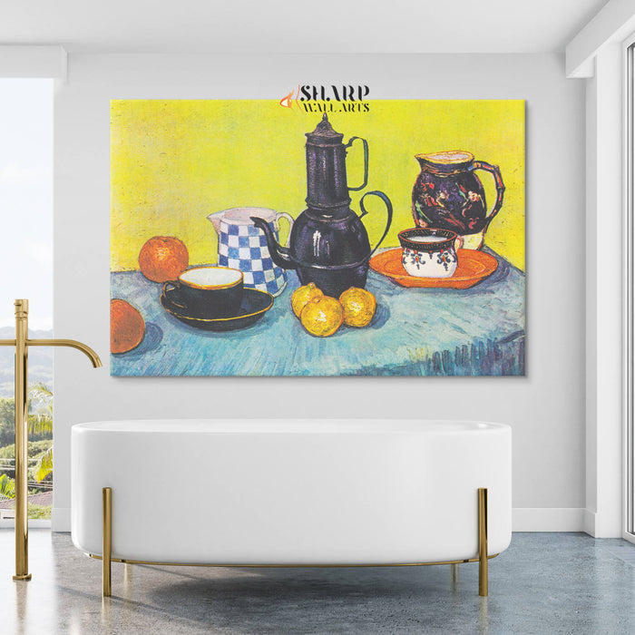 Vincent van Gogh Still Life With Blue Enamel Coffeepot Canvas Wall Art