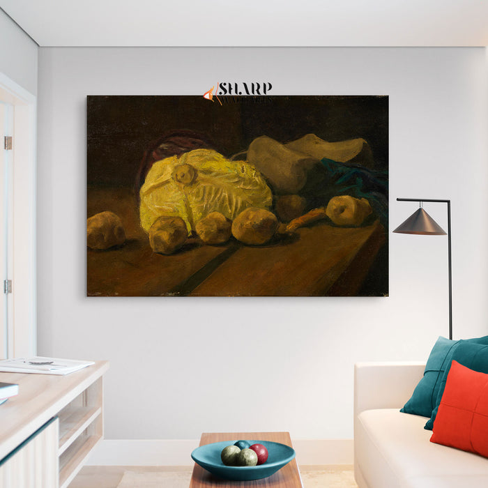 Vincent van Gogh Still Life With Cabbage And Clogs Canvas Wall Art