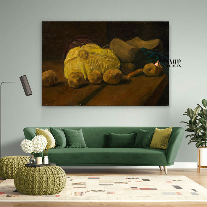 Vincent van Gogh Still Life With Cabbage And Clogs Canvas Wall Art