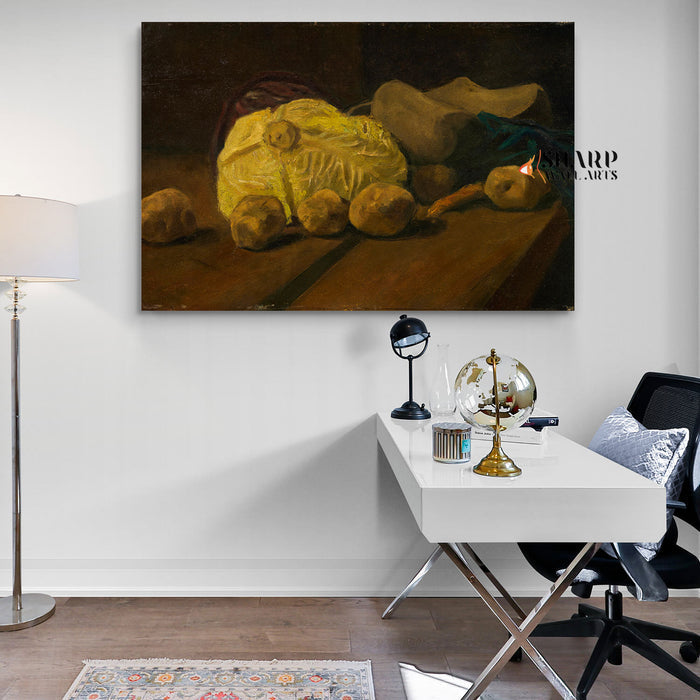 Vincent van Gogh Still Life With Cabbage And Clogs Canvas Wall Art