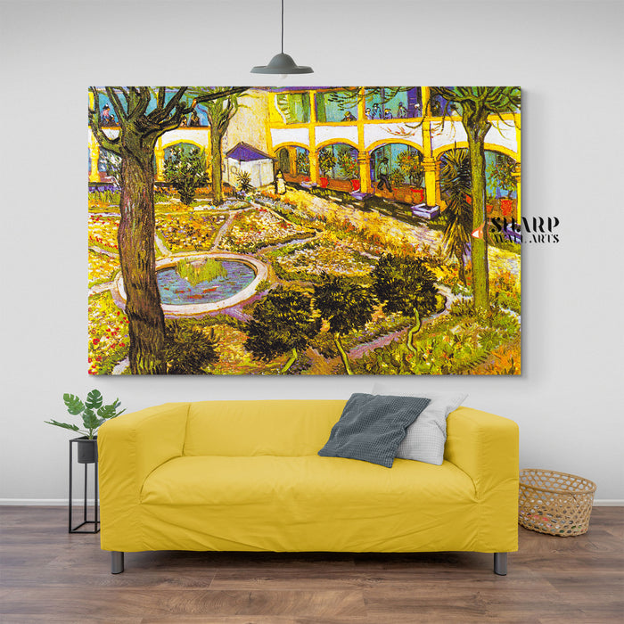 Vincent Van Gogh The Courtyard Of The Hospital At Arles Canvas Wall Art