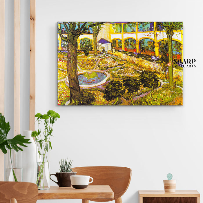 Vincent Van Gogh The Courtyard Of The Hospital At Arles Canvas Wall Art
