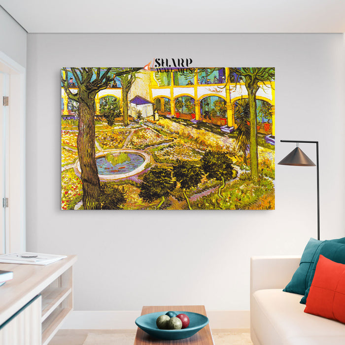 Vincent Van Gogh The Courtyard Of The Hospital At Arles Canvas Wall Art
