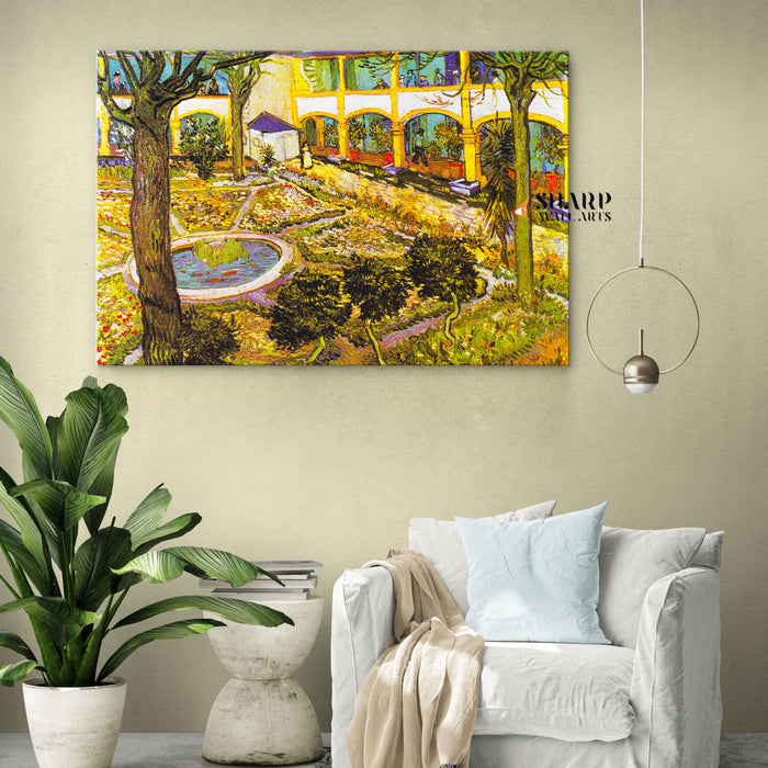 Vincent Van Gogh The Courtyard Of The Hospital At Arles Canvas Wall Art