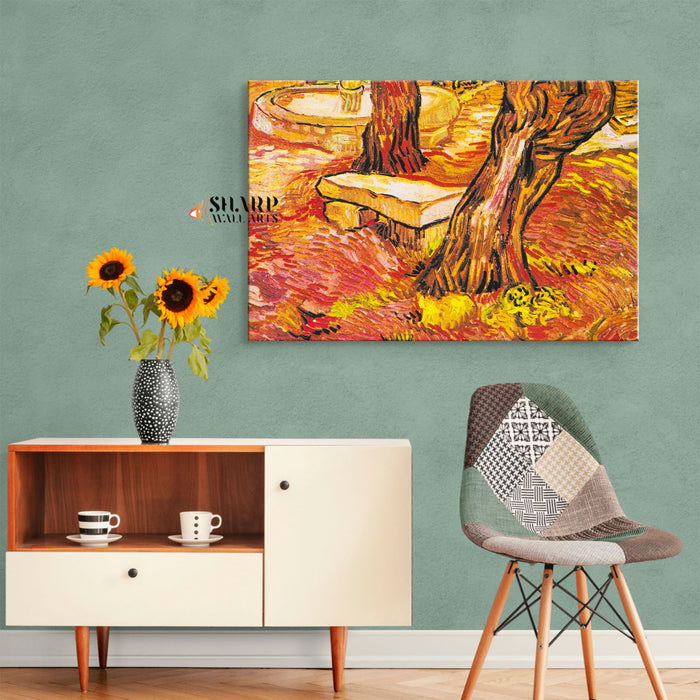 Vincent van Gogh The Stone Bench In The Garden Canvas Wall Art