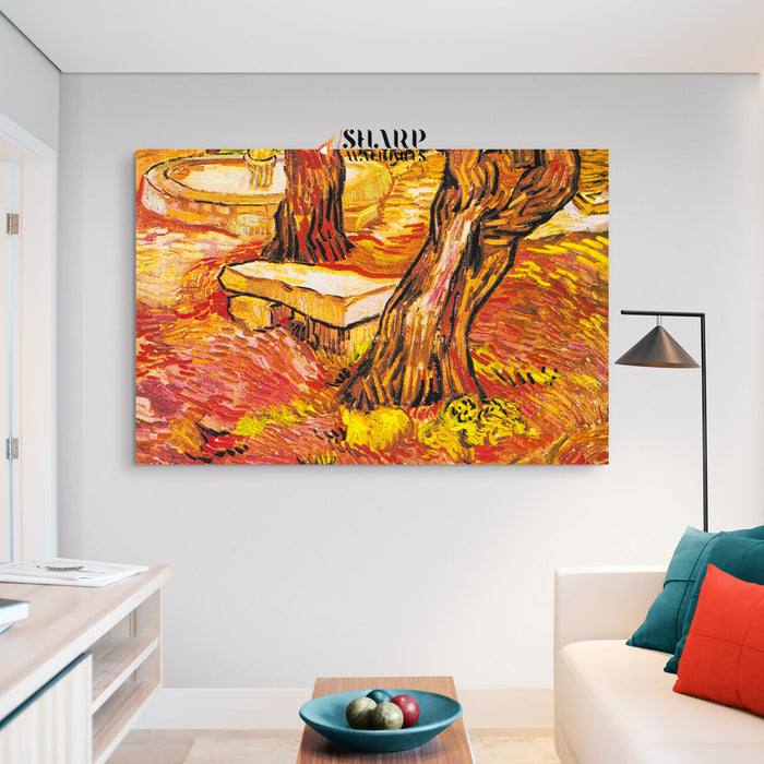 Vincent van Gogh The Stone Bench In The Garden Canvas Wall Art