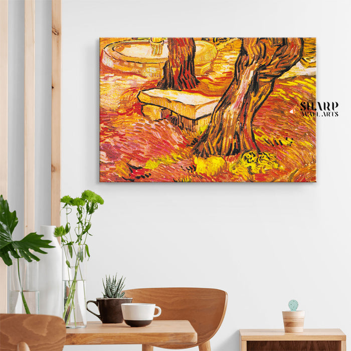 Vincent van Gogh The Stone Bench In The Garden Canvas Wall Art