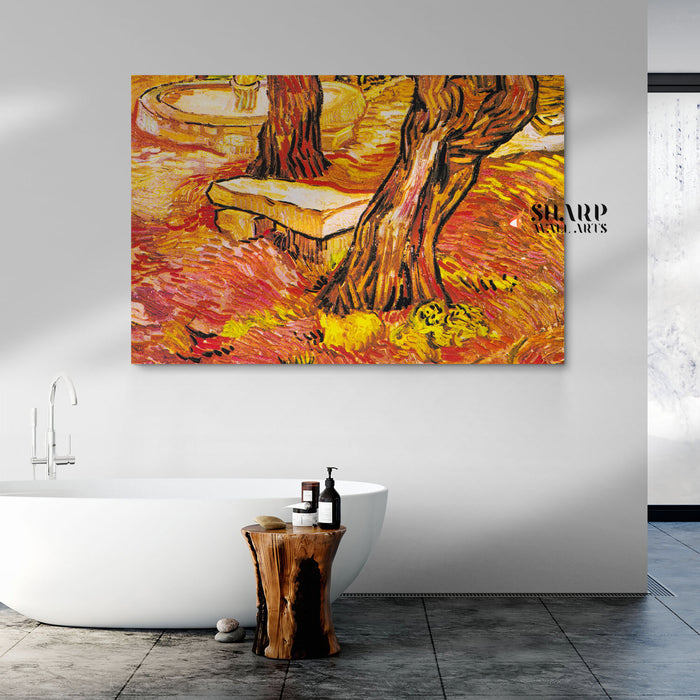 Vincent van Gogh The Stone Bench In The Garden Canvas Wall Art