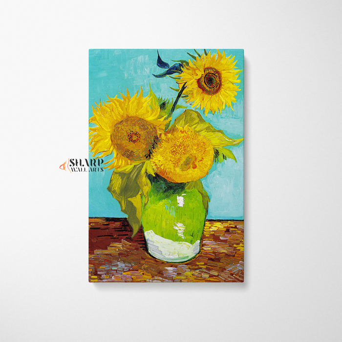 Vincent van Gogh Three Sunflowers In A Vase Canvas Wall Art