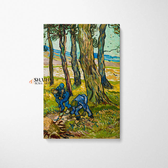 Vincent van Gogh Two Diggers Among Trees Canvas Wall Art