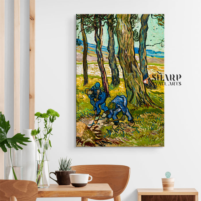 Vincent van Gogh Two Diggers Among Trees Canvas Wall Art