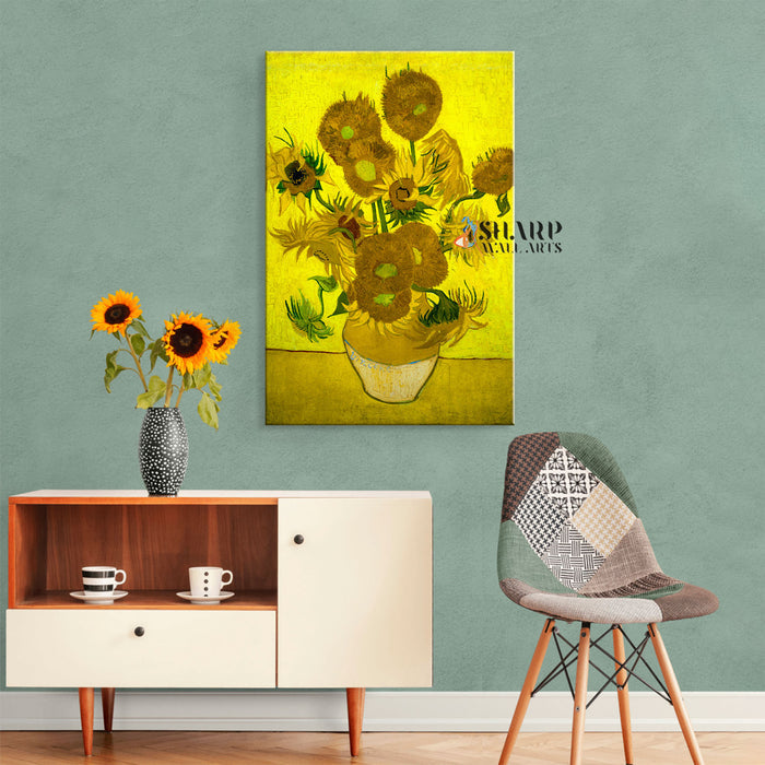 Vincent van Gogh Vase With Fifteen Sunflowers Canvas Wall Art