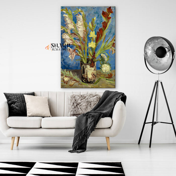 Vincent Van Gogh Vase With Gladioli And Chinese Asters Canvas Wall Art