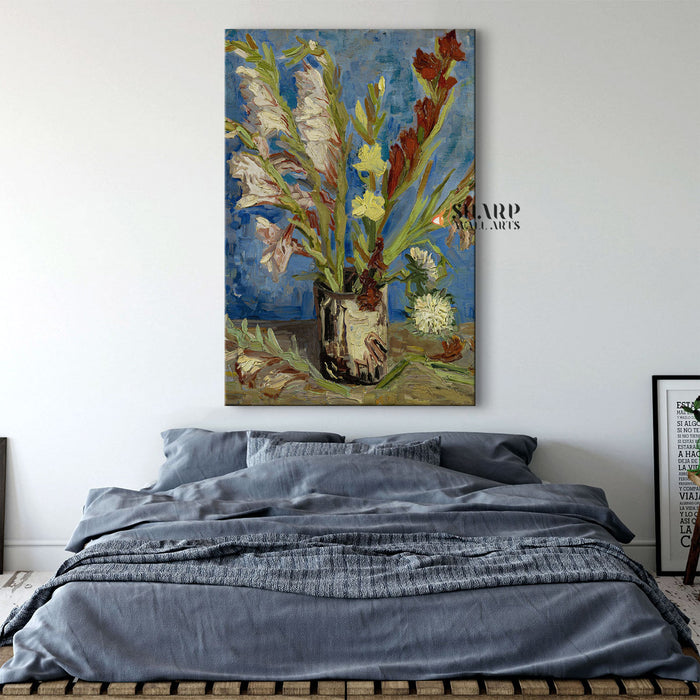 Vincent Van Gogh Vase With Gladioli And Chinese Asters Canvas Wall Art