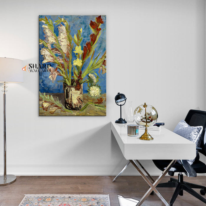 Vincent Van Gogh Vase With Gladioli And Chinese Asters Canvas Wall Art