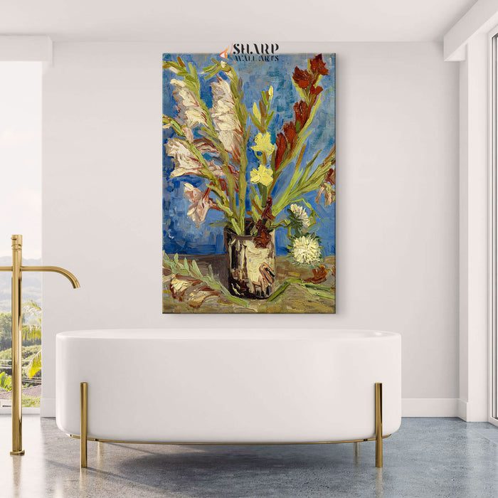 Vincent Van Gogh Vase With Gladioli And Chinese Asters Canvas Wall Art