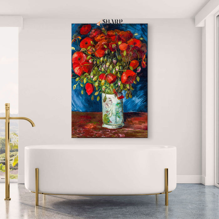 Vincent Van Gogh Vase With Poppies Canvas Wall Art