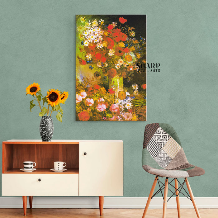Vincent van Gogh Vase With Poppies, Cornflowers And Peonies Canvas Wall Art