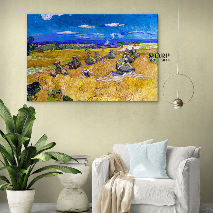 Vincent van Gogh Wheatfield With A Reaper Canvas Wall Art