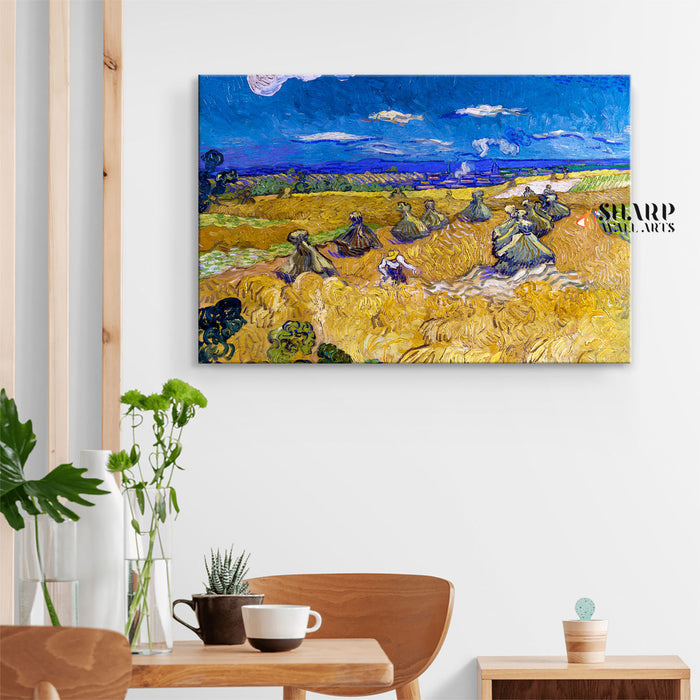 Vincent van Gogh Wheatfield With A Reaper Canvas Wall Art