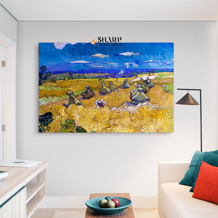 Vincent van Gogh Wheatfield With A Reaper Canvas Wall Art
