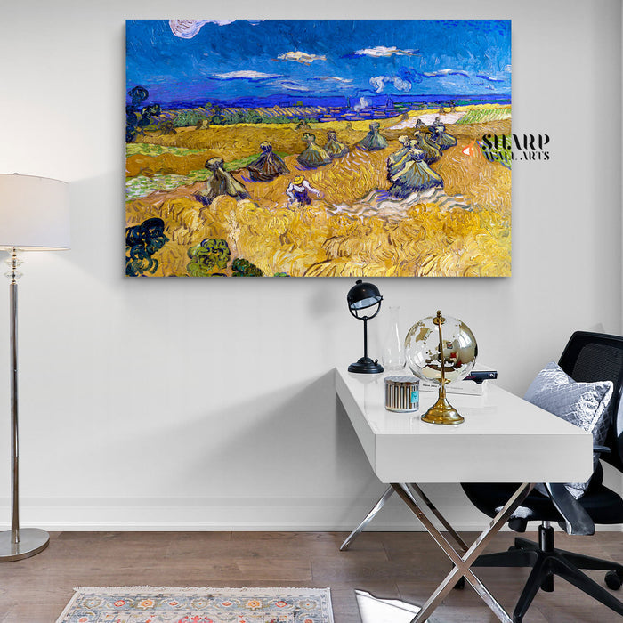 Vincent van Gogh Wheatfield With A Reaper Canvas Wall Art
