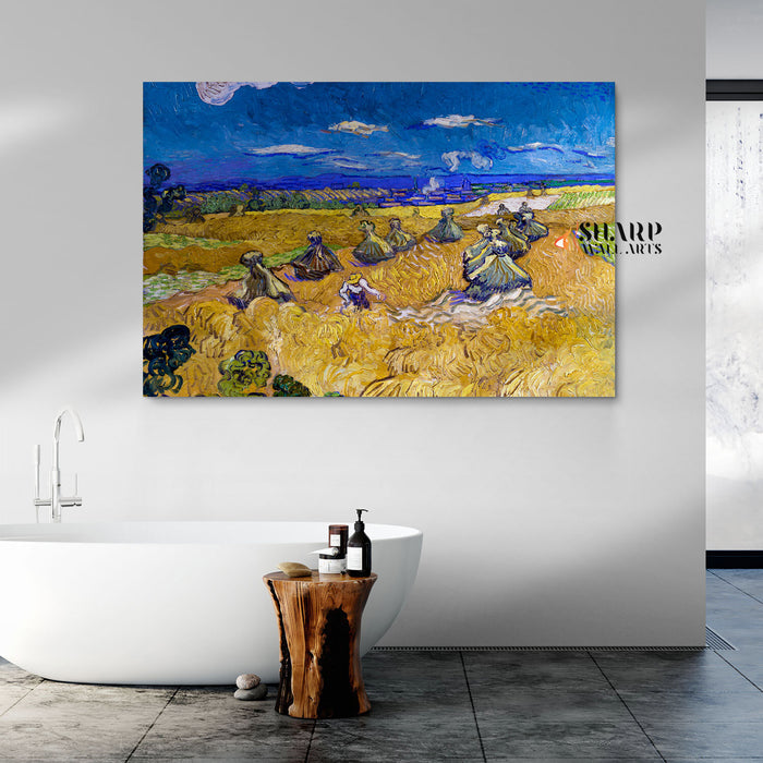 Vincent van Gogh Wheatfield With A Reaper Canvas Wall Art