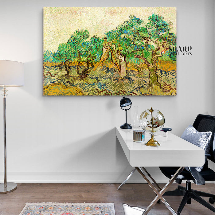 Vincent van Gogh Women Picking Olives Canvas Wall Art