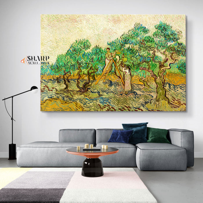 Vincent van Gogh Women Picking Olives Canvas Wall Art