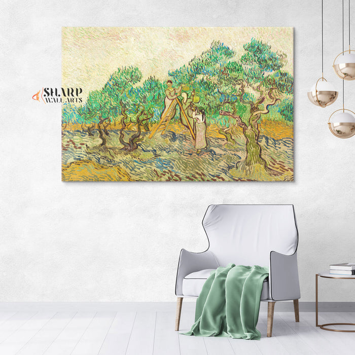 Vincent van Gogh Women Picking Olives Canvas Wall Art
