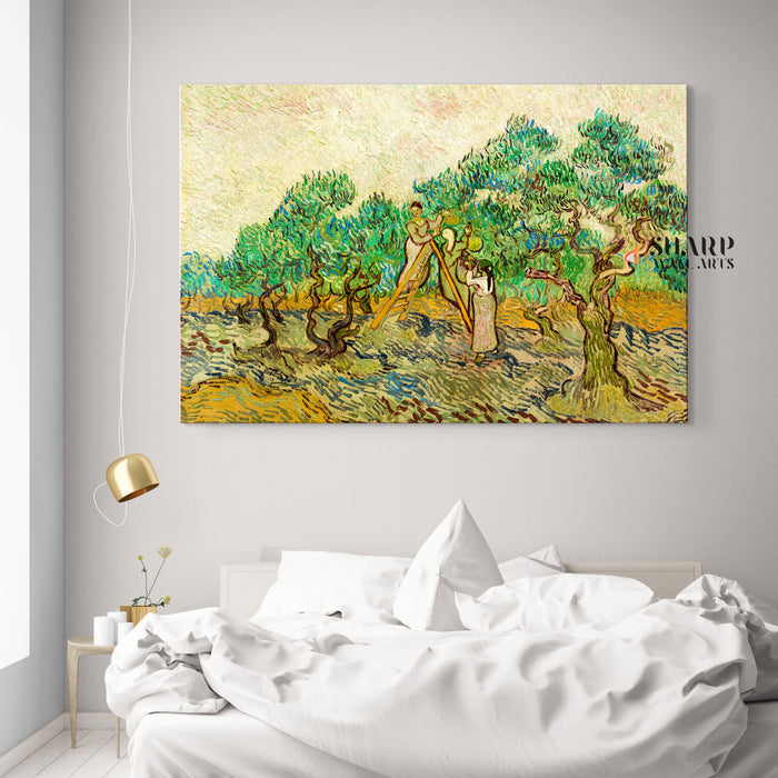 Vincent van Gogh Women Picking Olives Canvas Wall Art