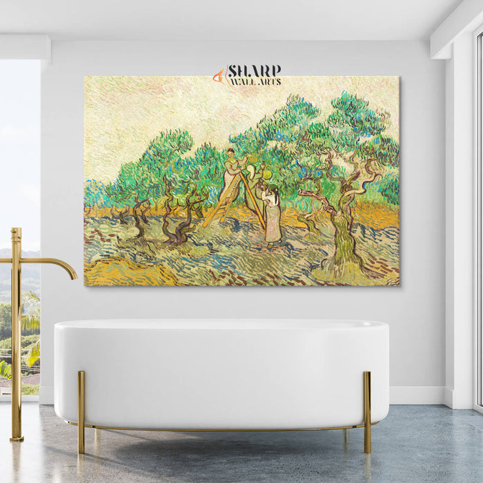 Vincent van Gogh Women Picking Olives Canvas Wall Art