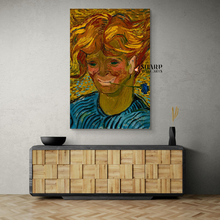 Vincent van Gogh Young Man With Cornflower Canvas Wall Art