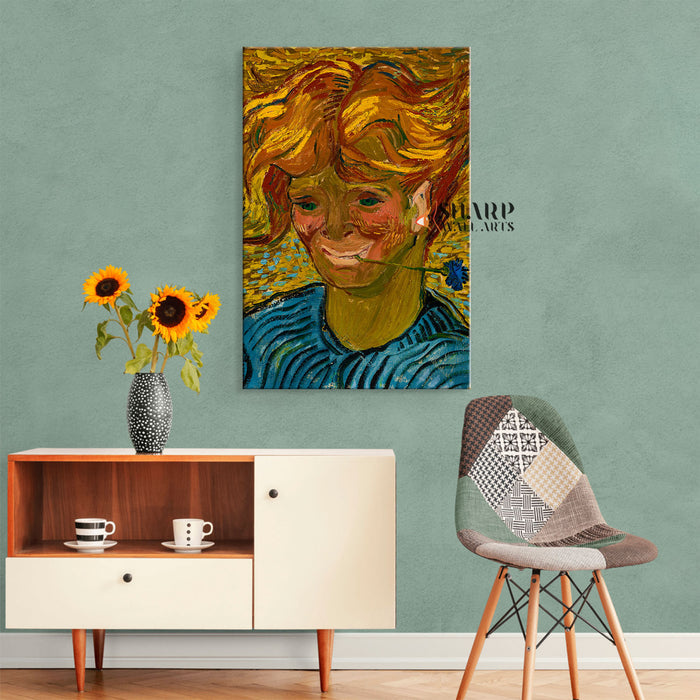 Vincent van Gogh Young Man With Cornflower Canvas Wall Art