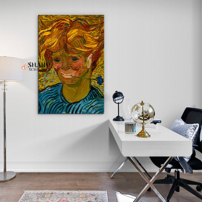 Vincent van Gogh Young Man With Cornflower Canvas Wall Art