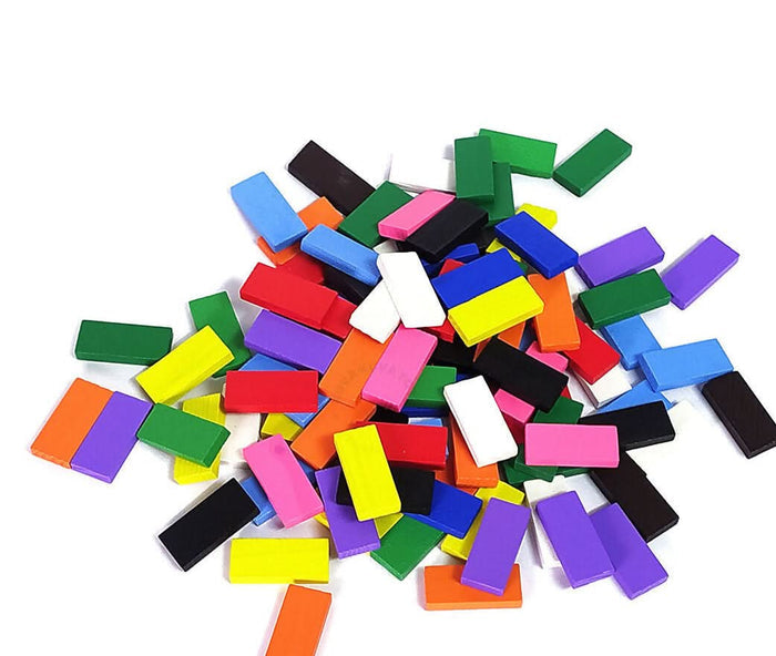 Wooden Dominos blocks - Multicoloured - 100 pcs